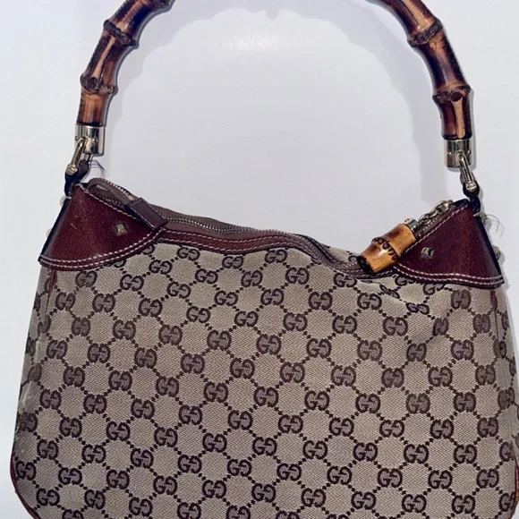 Vintage Gucci Monogram Canvas Hobo with Bamboo Handle - Picture 5 of 7